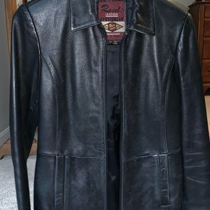 Womens black leather jacket